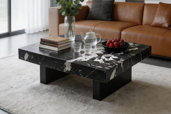 Picture of [FLOOR MODEL CLEARANCE]LUCIANO 100 Microcrystalline Stone Top Square Coffee Table (Dark)