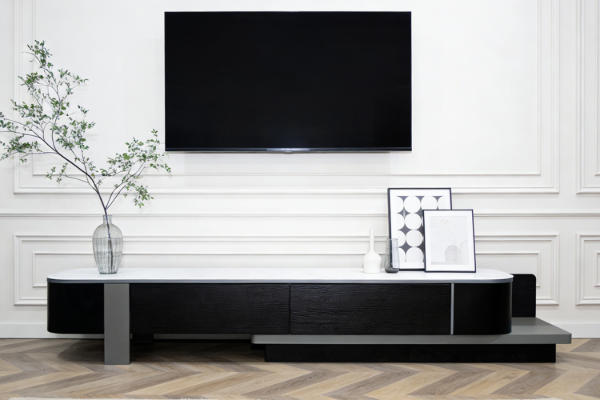 Picture of [FLOOR MODEL CLEARANCE]AURELIO 180-280 Extension Engineered Stone Top TV Unit with 2-Drawer