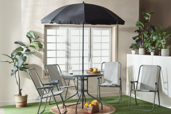 Picture of [FLOOR MODEL CLEARANCE] DELANO 6PC Outdoor Dining Set with Umbrella