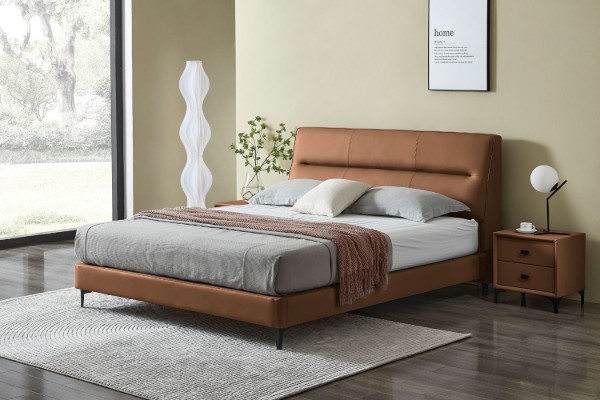 Picture of [FLOOR MODEL CLEARANCE] CUBA Genuine Leather Bed Frame (Brown)  in Queen Size