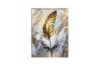 Picture of 357-007 Decorative Wall Art with Golden Frame (50×70cm) - Golden White Feathers