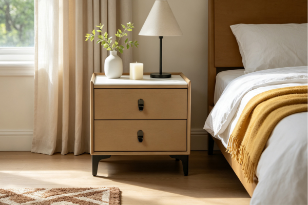 Picture of [FLOOR MODEL CLEARANCE]SHELL DREAM Sintered Stone 2-Drawer Bedside Table