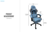 Picture of TURBO 360° Swivel Height-Adjustable Gaming Chair with Reclining Backrest, Lumbar Support & Footrest (Blue with Grey)