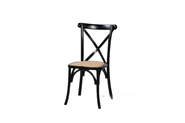Picture of [FLOOR MODEL CLEARANCE] ALBION Solid Beech Cross Back Dining Chair with Rattan Seat (Black)