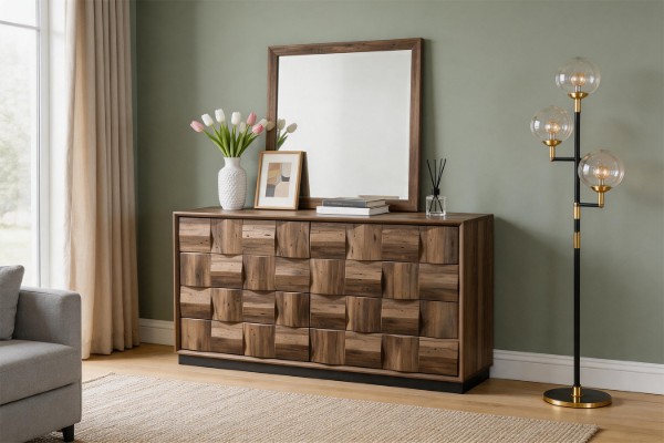 Picture of MERIDIAN 8-Drawer Dresser with 3D Panel Design & Beveled Mirror