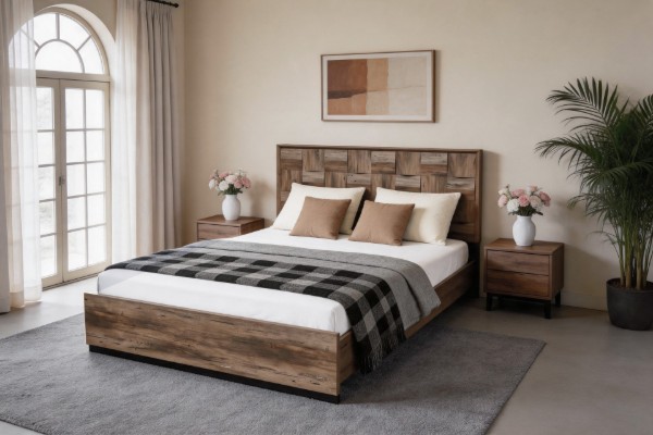 Picture of MERIDIAN Bed Frame in Queen Size with 3D Panel Design