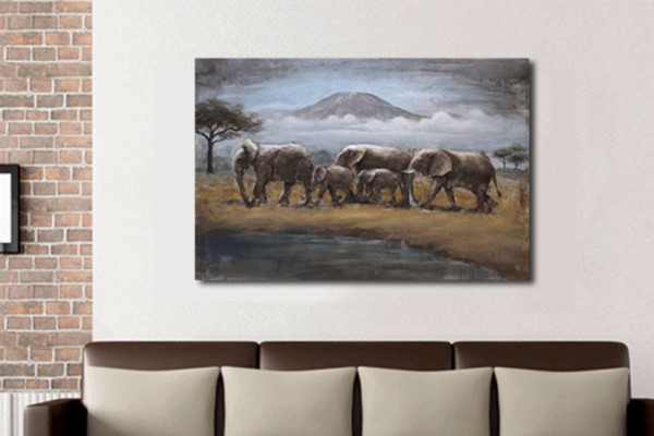 Picture of 399-005 3D Metal Wall Art (120x80cm) - Elephant