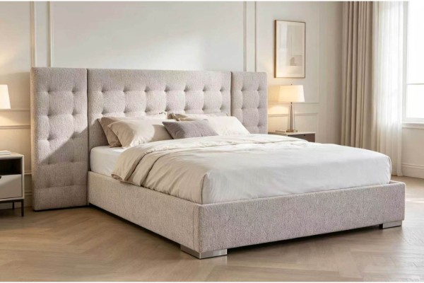 Picture of VELMONT Wingback Fabric Queen Size Bed Frame