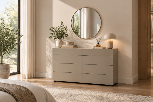 Picture of VELMONT 8-Drawer Sintered Stone Top Dresser with Mirror