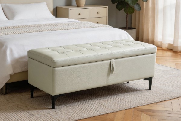Picture of SORENA 110 Genuine Leather Bench with Storage (Beige)
