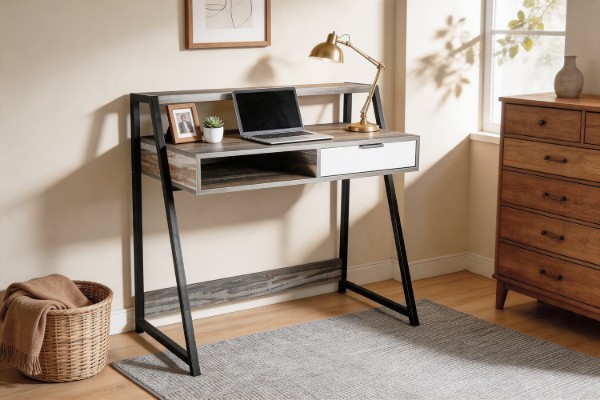 Picture of SEVKIN 1-Drawer 100 Desk with Shelf