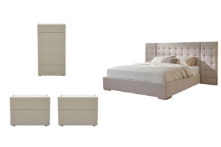 Picture of VELMONT Tall Wingback Upholstered Bedroom Set in Queen Size - 4PC