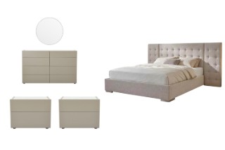 Picture of VELMONT Tall Wingback Upholstered Bedroom Set in Queen Size - 5PC